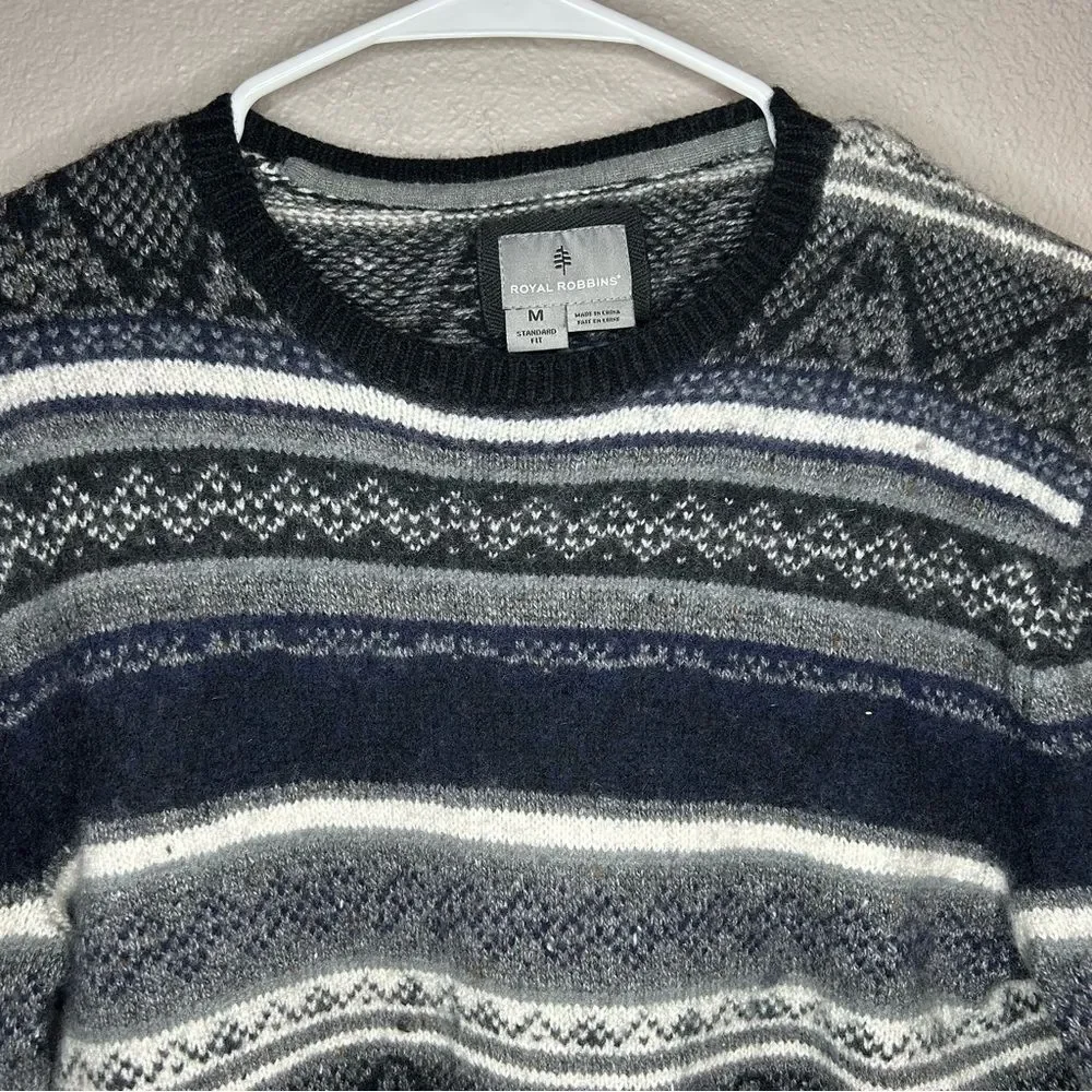 Royal Robbins Sequoia Standard Fit wool blend fair isle sweater mens size medium